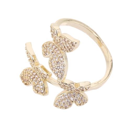 Gatuida Eleganter Offener Schmetterlingsring Zirkonia für Frauen Verstellbarer Finger Schmuck Leichtes und Langlebiges Design für Besondere Anlässe und Täglichen Gebrauch von Gatuida