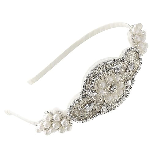Gatuida Eleganter Perlen Haarreif Damen mit Strassbesatz Handgenähtes Stoff Accessoire für Hochzeit Party und Fotoshooting Leichter Brautschmuck Stilvolles Kopfband für Festliche Anlässe von Gatuida