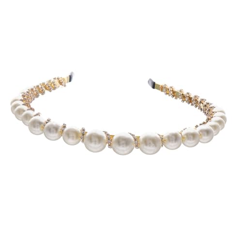 Gatuida Eleganter Perlen haarreif Damen Handgefertigt Goldfarben Glatte Oberfläche Elektrobeschichtet Braut Festtags haarschmuck Geschenkidee für Geburtstag und Weihnachten von Gatuida