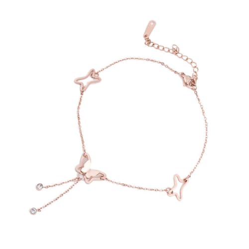 Gatuida Elegantes Fußkettchen Damen mit Zartem Schmetterlings Motiv Titanstahl Roségoldfarben Verstellbare Schmuckkette Modisches Accessoire für Frauen und Mädchen von Gatuida