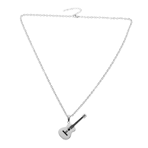 Gatuida Elektrische Gitarren Halskette Anhänger Kette Stahlfarbe Musikinstrument Schmuck für Herren Unisex Dekoratives für Musikliebhaber von Gatuida