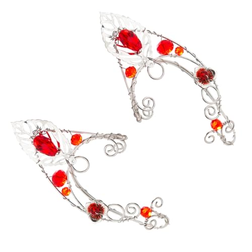 Gatuida Elf Ohrclips Damen Vintage Kupfer Ohrmanschette Rot Nicht Durchstochen Ohrschmuck Verstellbare Ear für Cosplay Party Halloween und Alltag von Gatuida