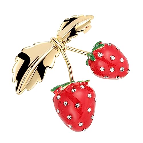 Gatuida Erdbeer Brosche für Damen Anstecknadel Kupfer mit Gold und Strass für Kleidung Schals und Hüte für Besondere Anlässe und Tägliches Styling Gatuida Erdbeer Brosche für Damen Anstecknadel Kupfer mit Gold und Strass für Kleidung Schals und Hüte für Besondere Anlässe und Tägliches Styling von Gatuida