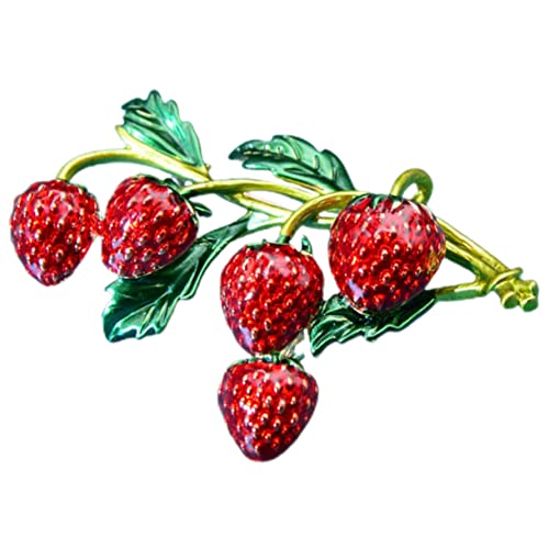 Gatuida Erdbeer Brosche mit Fruchtmotiv Farbenfrohe Anstecknadel Schmuck für Damen Vielseitig Einsetzbar für Kleidung Rucksäcke Taschen für Partys und Festivals von Gatuida