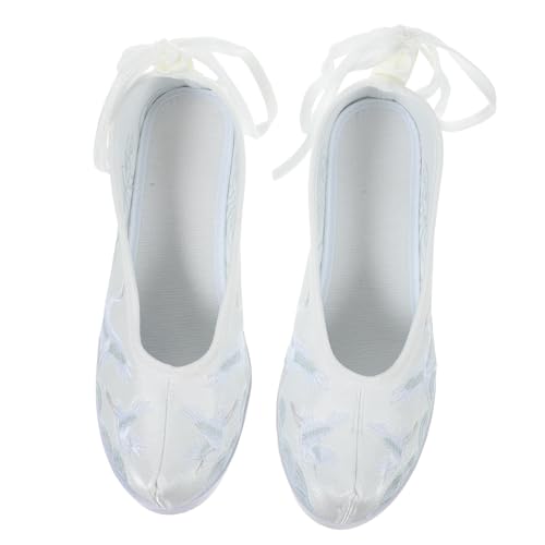 Gatuida Ethnische Stickerei Stoffschuhe Weiß Damen Innenhöhenverstellbar Komfortabel Leicht Elegant Für Alltag Und Festliche Anlässe von Gatuida