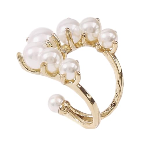 Gatuida Exaggerated Imitation Pearl Open Ring für Damen Eleganter und Einfacher Alloy Ring Modischer Finger Schmuck für Frauen und Mädchen für von Gatuida