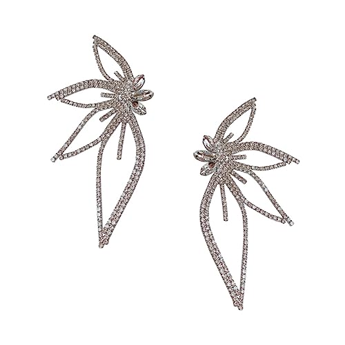 Gatuida Exklusive Blumen Clip Ohrringe für Damen Rhinstone Ohrringe Extravagantem Schmetterlingsdesign für Partys und Festliche Anlässe von Gatuida