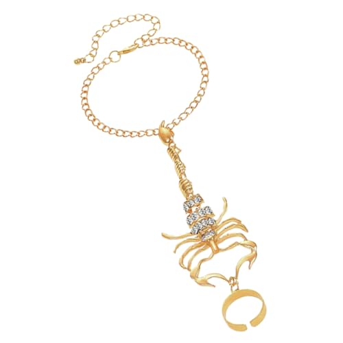 Gatuida Extravaganter Punk Stil Scorpion Finger Cuff Ring Handkette Armband Schmuck für Damen Goldfarben Einheitsgröße Modisches Statement für Partys und Alltag von Gatuida