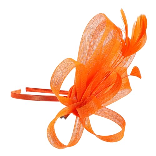 Gatuida Blumenkopfblume Teepartyhüte Für Frauen Partyhüte Bogen Mädchen Rosafarbener Tea-party-hut Mini-hut Mit Verzierung Kopfbedeckung Teepartyhut Für Frauen Pastell Orange Kunstfeder von Gatuida