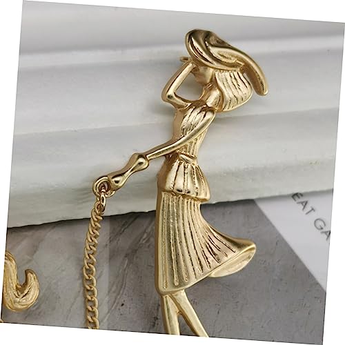 Gatuida Feminine Brosche mit Frau und Hund Design Legierung Anstecknadel für Kleidung Modisches Accessoire für Pullover Jacken Hüte Vielseitig für Damen und Mädchen Geschenkidee von Gatuida