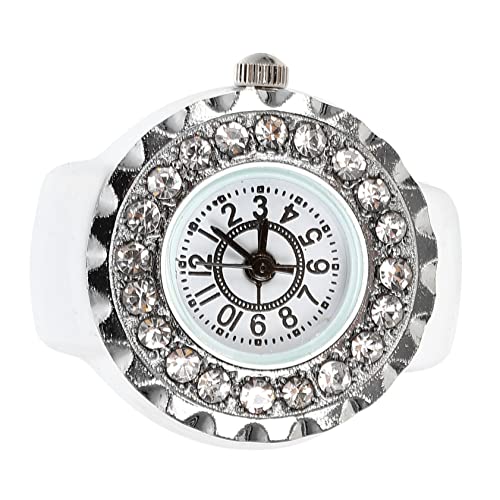 Gatuida Fingerringuhr Für Damen Elastische Fingeruhr Mit Strass Dekorativer Ring Mit Quarz Mechanismus Stilvolles Schmuckstück Für Besondere Anlässe Vielseitig Und Leicht Tragbar von Gatuida