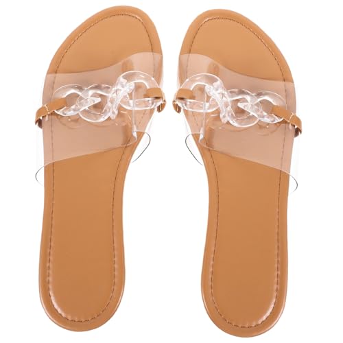 Gatuida Flache Damensandalen Transparent Sommer Strandschuhe Rutschfest Angenehm Modisch Atmungsaktiv Geeignet für Alltag Shopping Freizeit Gatuida Flache Damensandalen Transparent Sommer Strandschuhe Rutschfest Angenehm Modisch Atmungsaktiv Geeignet für Alltag Shopping Freizeit von Gatuida