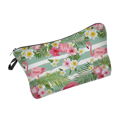 Gatuida Flamingo Print Kosmetiktasche Tragbare Schminktasche Multifunktional Reise Kulturbeutel Organizer für Make Up und Toilettenartikel Kompakte Handtasche für Damen und Urlaub von Gatuida