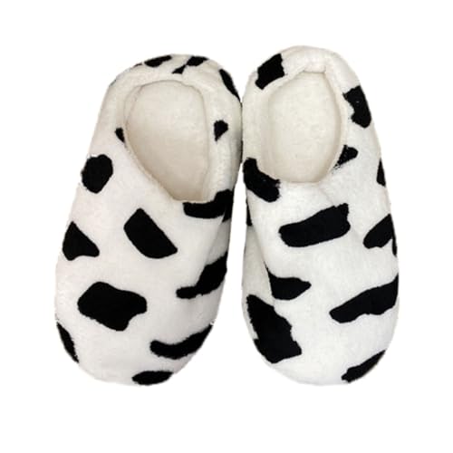 Gatuida Flauschige Cow Pattern Hausschuhe Warm Gefüttert Kuschelig Weiche Indoor Slipper Damen Herren Winter Pantoffeln von Gatuida
