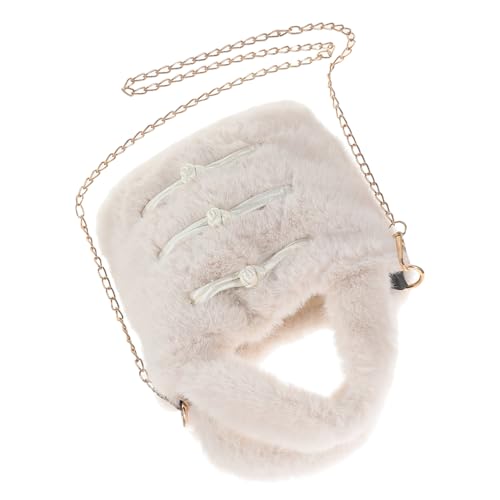 Gatuida Flauschige Damen Umhängetasche mit Eleganter Kette Weiche Plüsch Bucket Bag Stylische Handtasche für Winter Multifunktional als Crossbody oder Handbag Modisches Accessoire von Gatuida