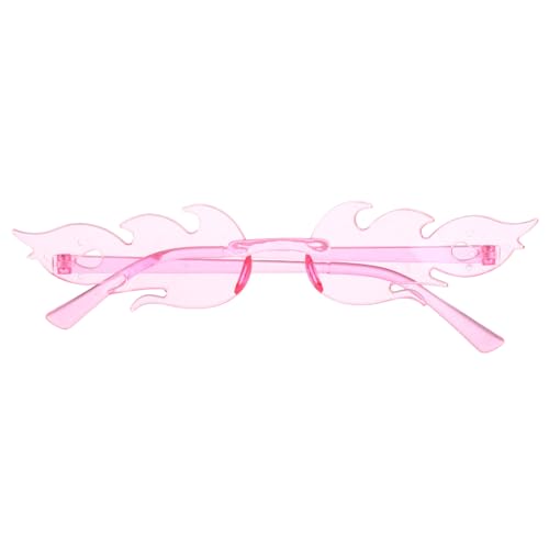 Gatuida Funky Damen Flammen Sonnenbrille Randlos UV Schutz Leichtes PC Material Komfortable Sommerbrille für Festival Cosplay Alltag Gatuida Funky Damen Flammen Sonnenbrille Randlos UV Schutz Leichtes PC Material Komfortable Sommerbrille für Festival Cosplay Alltag von Gatuida