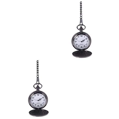 Gatuida 2 Stück Unisex Vintage Taschenuhr Herren Edelstahl Weißes Zifferblatt Ziffern Mechanisches Uhrwerk 12/ -Stunden Kette Zubehör Geschenkpaket von Gatuida