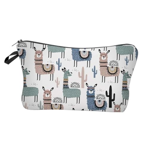 Gatuida Gedruckte Kosmetiktasche Alpakamotiv Multifunktional Reise Kulturtasche Damen Make Up Aufbewahrungstasche Großvolumig von Gatuida