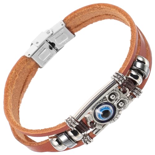Gatuida Geflochtenes Eulenarmband Rindsleder Stilvolles Herrenarmband mit Einzigartigem Eulenanhänger Modischer Schmuck für Männer für Individuelles Outfit von Gatuida