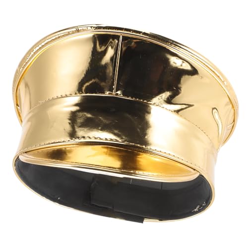 Gatuida Glänzende Matrosenmütze aus PU mit Breiter Krempe Abriebfest Modischer Party und Bühnenhut für Damen Vielseitig Einsetzbare Kostüm und Verkleidungsaccessoire von Gatuida