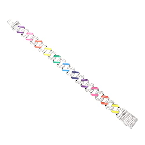 Gatuida Glänzendes Armband mit Regenbogen Rhinestones Modisches Langlebiges Zinklegierungs Wriststrap Schickes Unisex Schmuckstück für Party Alltag und Besondere Anlässe von Gatuida