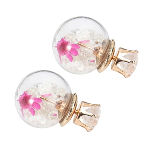 Gatuida Glaskugel Ohrringe Damen Ohrstecker Doppelseitige Sphärische Ohrschmuck Mit Getrockneten Blumen Umweltfreundlich Stilvoll Für Party Alltag Festliche Anlässe von Gatuida