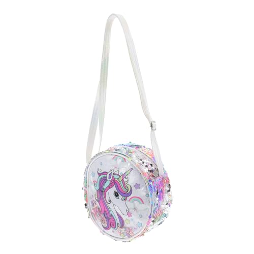 Gatuida Glitzernde Einhorn Umhängetasche für Mädchen Tragbare Crossbody Bag mit Buntem Einhornmuster und Pailletten für Freizeit Einkäufe und Partys von Gatuida