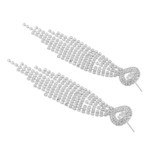 Gatuida Strass-ohrringe Silberne Ohrhänger Damen Elegant Glitzer Tropfen Statement Quasten Hochzeit Party Anlass von Gatuida