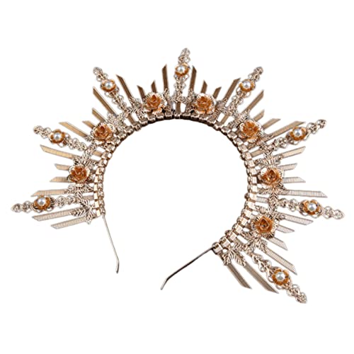 Gatuida Göttinnen Krone Haarreif Goldener Lolita Kopfschmuck Handgefertigt Für Damen Cosplay Halloween Party Brautfest von Gatuida