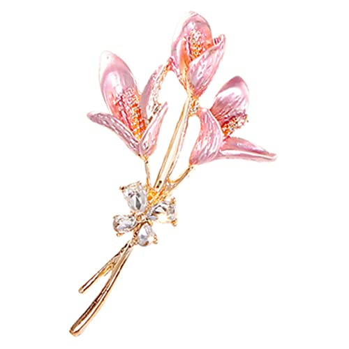 Gatuida Goldene Lilienblüte Brosche mit Strass Anstecknadel für Anzug Revers Eleganter Blumenpin Langlebiger Sicherheitsnadelschmuck für Damen Kleidung und Hüte von Gatuida