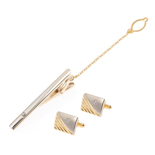 Gatuida Goldene Manschettenknöpfe und Krawattenclip für Herren Eleganter Business Look Strassbesetzt Leicht und Langlebig für Büro Hochzeit und Festliche Anlässe von Gatuida