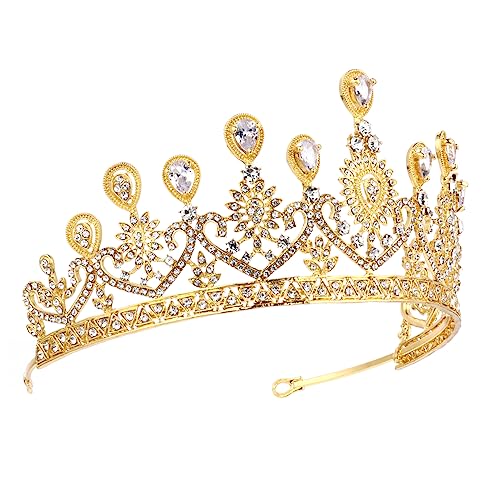 Gatuida Goldene Strass Prinzessin Tiara Hochzeitskrone für Damen Eleganter Brautschmuck mit Feinen Zirkonia Komfortabler Sitz für Hochzeit Party Cosplay und Festliche Anlässe Gatuida Goldene Strass Prinzessin Tiara Hochzeitskrone für Damen Eleganter Brautschmuck mit Feinen Zirkonia Komfortabler Sitz für Hochzeit Party Cosplay und Festliche Anlässe von Gatuida
