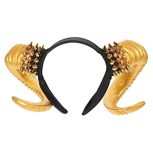 Gatuida Goldener Rivet Horn Haarreif Damen Halloween Stirnband Cosplay Kopfschmuck Leichtes Haarreifen für Party und Kostümaccessoire von Gatuida