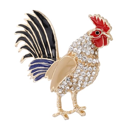 Gatuida Goldfarbene Hahnenbrosche Damen Anstecknadel mit Feinem Strass Modebrosche für Kleider und Schals Stilvolle Schmuckverzierung für Festliche Anlässe und Hochzeiten von Gatuida