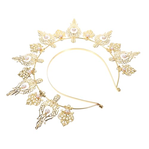 Gatuida Goldfarbener Mary Haarreif mit Doppelter Perlenreihe Vintage Party Haarreif als Eleganter Haarschmuck für Frauen und Mädchen Accessoire für Festliche Anlässe und Fotoshootings von Gatuida