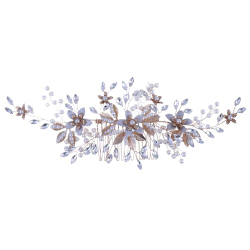 Gatuida Goldfarbener Perlen Haarkamm Brautschmuck mit Handgefertigten Blumen Hochzeit Haarschmuck für Braut und Brautjungfern Elegant und Leicht Gatuida Goldfarbener Perlen Haarkamm Brautschmuck mit Handgefertigten Blumen Hochzeit Haarschmuck für Braut und Brautjungfern Elegant und Leicht von Gatuida