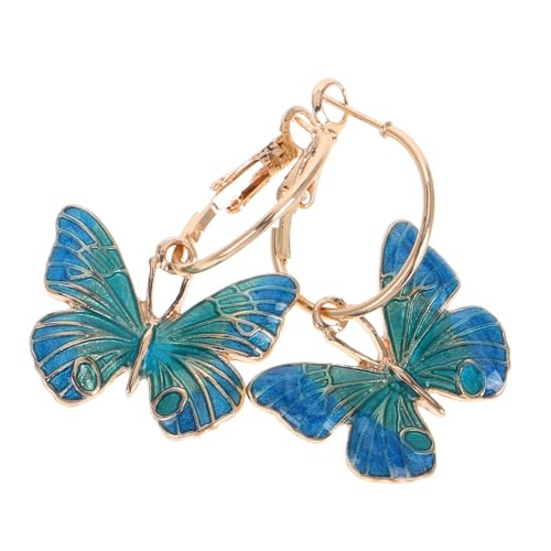Gatuida Gothic Schmetterling Ohrringe Baumelnd Leicht Öltröpfchen Design Blaue Damen Ohrhänger Alltag Schmuck Accessoires von Gatuida