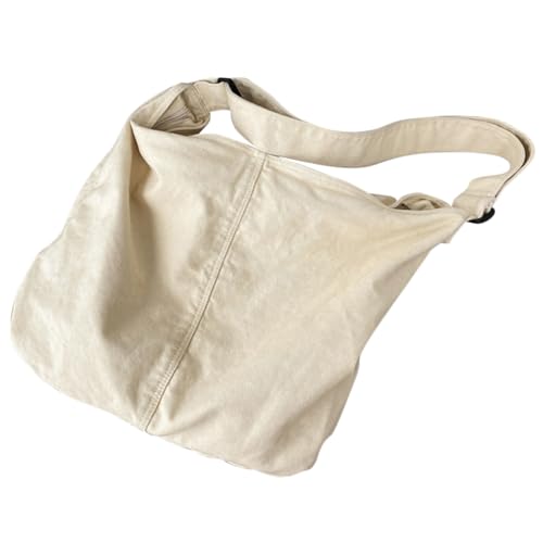 Gatuida Große Damen Canvas Umhängetasche Weiß Geräumige Schultertasche mit Schlichtem Design Vielseitige Crossbody Handtasche für Alltag Schule Shopping und Reisen Modisch und Praktisch von Gatuida