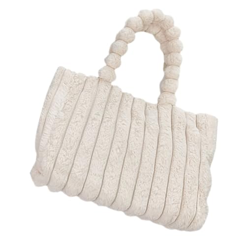 Gatuida Große Damen Tote Bag aus Weichem Plüsch mit Flauschiger Schulter Geräumige Handtasche für Alltag Reisen und Geschenk Modische Vielseitige Umhängetasche in Weiß von Gatuida