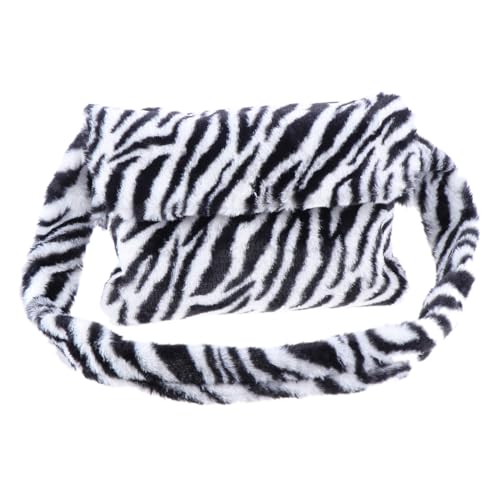 Gatuida Große Damen Umhängetasche aus Hochwertigem Plüsch mit Magnetknopf Weiche Schultertasche im Zebra Muster Vielseitig als Crossbody oder Handtasche für Herbst und Winter von Gatuida