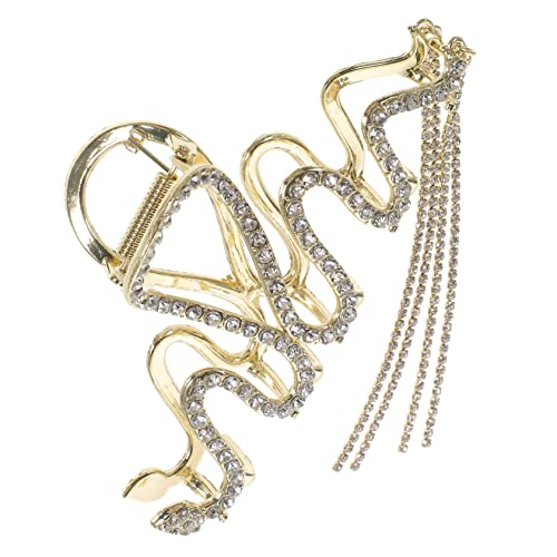 Gatuida Große Haarklammer Damen mit Strass Quaste Schlangenform Haarkralle Stabiler Haarclip für Pferdeschwanz und Zöpfe Goldener Haarschmuck für Alltag und Festtage von Gatuida