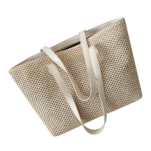 Gatuida Große Handgewebte Schultertasche für Damen Stylische Strohtasche mit Hoher Kapazität für Strand Reisen und Alltag Cremeweiß Gatuida Große Handgewebte Schultertasche für Damen Stylische Strohtasche mit Hoher Kapazität für Strand Reisen und Alltag Cremeweiß von Gatuida