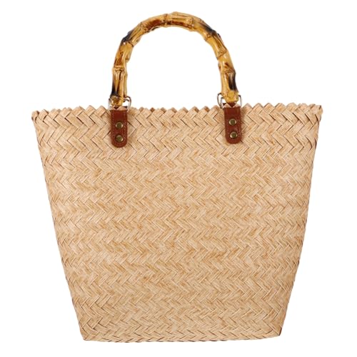 Gatuida Große Handgewebte Strohtasche Damen Boho Strandtasche Vintage Französischer Stil Handkorb Vielseitige Umhängetasche Beige für Urlaub Reise Picknick Sommer von Gatuida