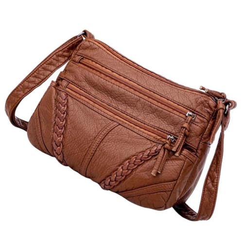 Gatuida Große Kapazität Damen Umhängetasche Schultertasche aus Weichem Lederimitat Modisch Vielseitig als Messenger Bag und Handtasche für Alltag und Freizeit Braun von Gatuida