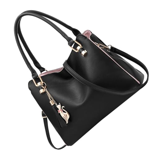 Gatuida Große PU Handtasche Damen Multifunktional mit Reißverschluss Geräumige Tote Bag mit Mehreren Fächern Schwarze Schulter und Umhängetasche für Alltag Arbeit und Reise von Gatuida