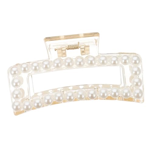 Gatuida Große Perlen Haarkralle Dekorativer Haarklammerclip für Mädchen Praktische Transparente Beige Haarklammer Rutschfester Haarhalter für Party Alltag und Styling von Gatuida