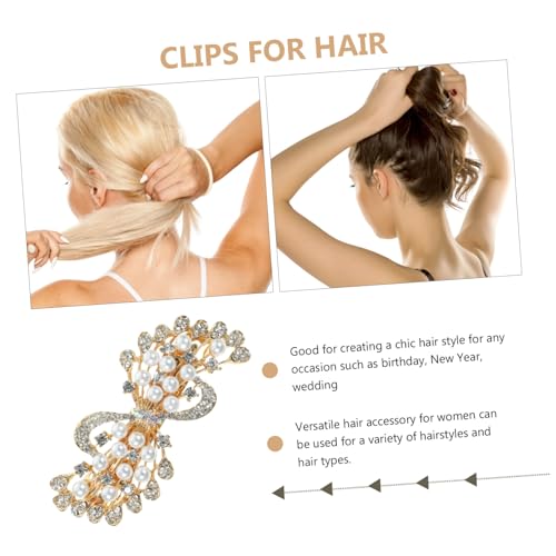 Gatuida Große Perlen Haarspange Damen Eleganter Spring Clip für Dünnes Haar Fester Sitz Rutschfeste Mode Haarklammer Leichtes Design Hochwertiger Haarschmuck Weiß von Gatuida