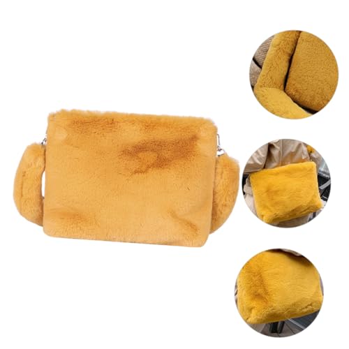 Gatuida Große Plüsch Umhängetasche Damen Schultertasche mit Hoher Kapazität Weiches Kunstfell Vielseitige Messenger Bag für Alltag und Langlebiges Material Gelb von Gatuida