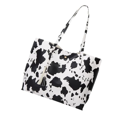 Gatuida Große Umhängetasche Damen mit Tassel Kuhfell Muster Geräumige Handtasche Robustem Material Vielseitig für Shopping Reisen Alltag Geeignet Langlebig und Modisch von Gatuida