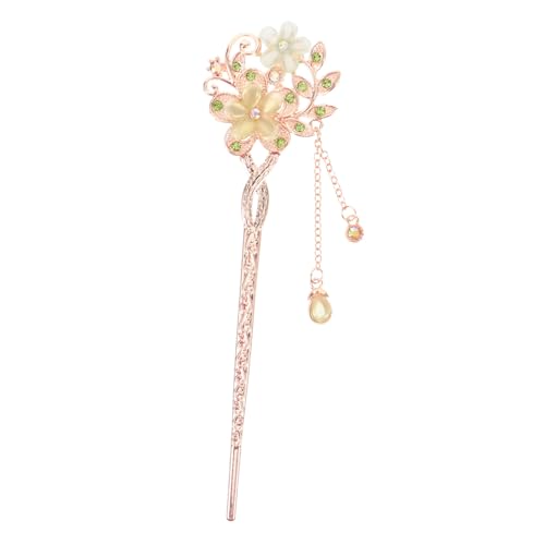 Gatuida Grüner Blumen Haarstab mit Quastenanhänger Klassischer Haarschmuck für Damen Eleganter Chignon Haarnadel Stilvolles Haar Accessoire für Lange Haare Vintage Inspiriert und von Gatuida